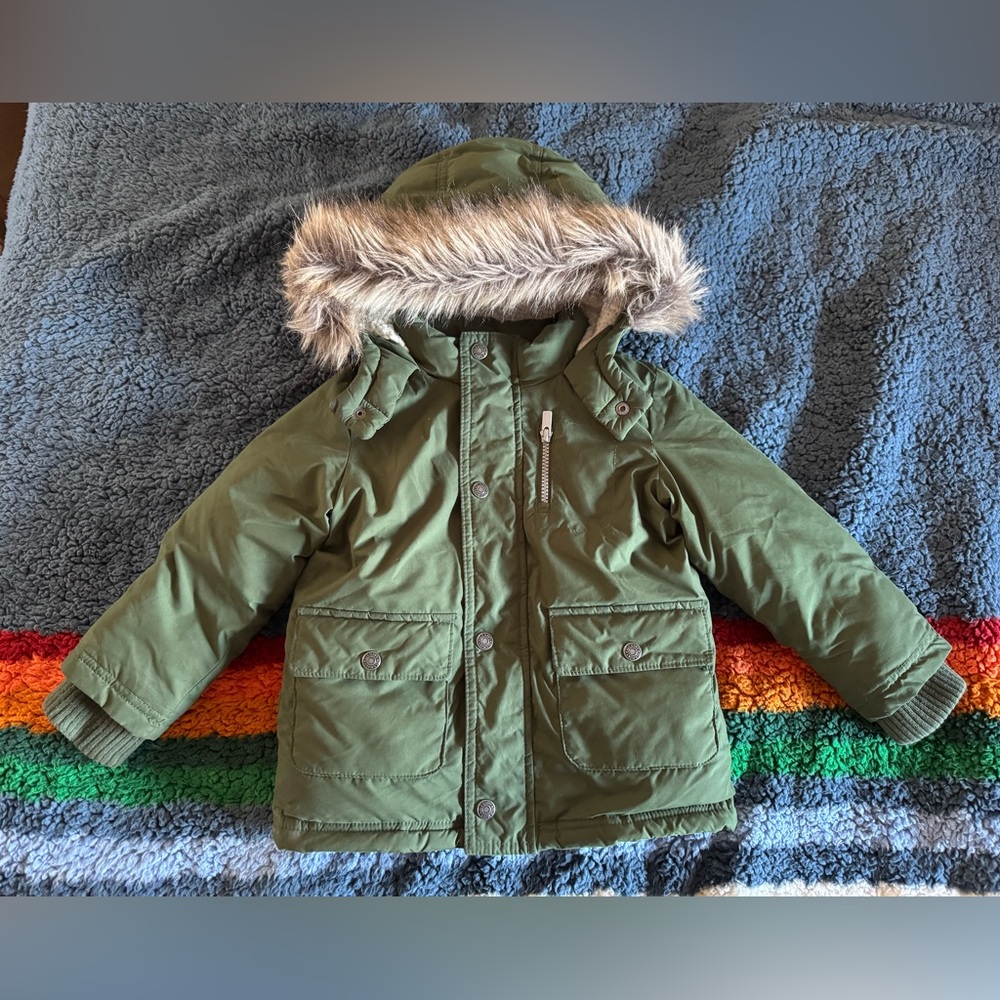 Old Navy green hooded parka 4T